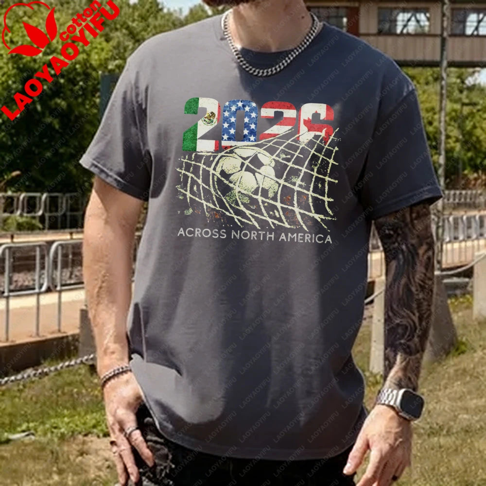2026 World Cup Soccer T-Shirt | Goal Net Graphic Fan Tee USA, Mexico & Canada