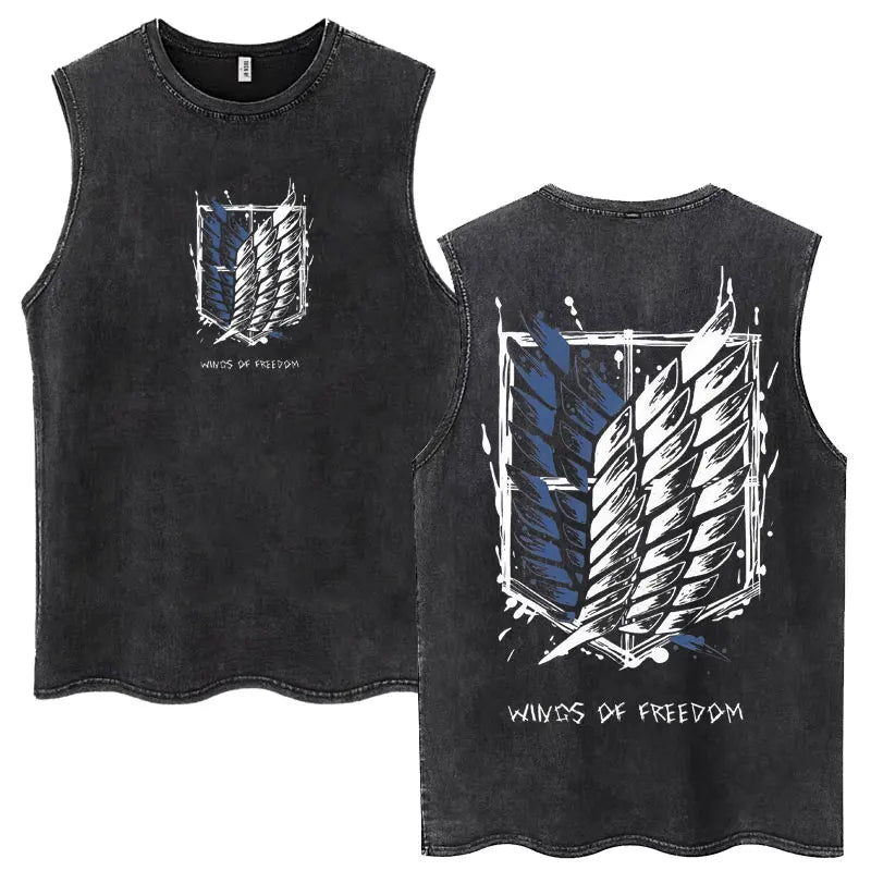 Attack on Titan Anime Tank Top – Mikasa & Eren Jaeger Sleeveless Tee (S–XXL)
