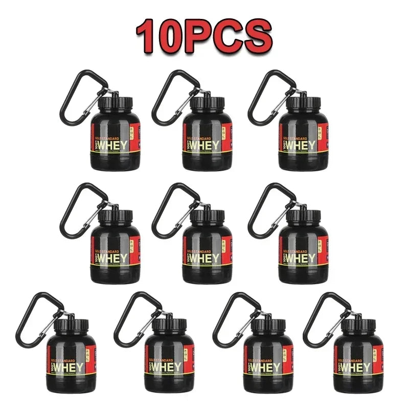 Mini Leakproof Protein Powder Container with Keychain – 100ml Gym Supplement Storage (1, 2, 5, 10 & 20 Pack)