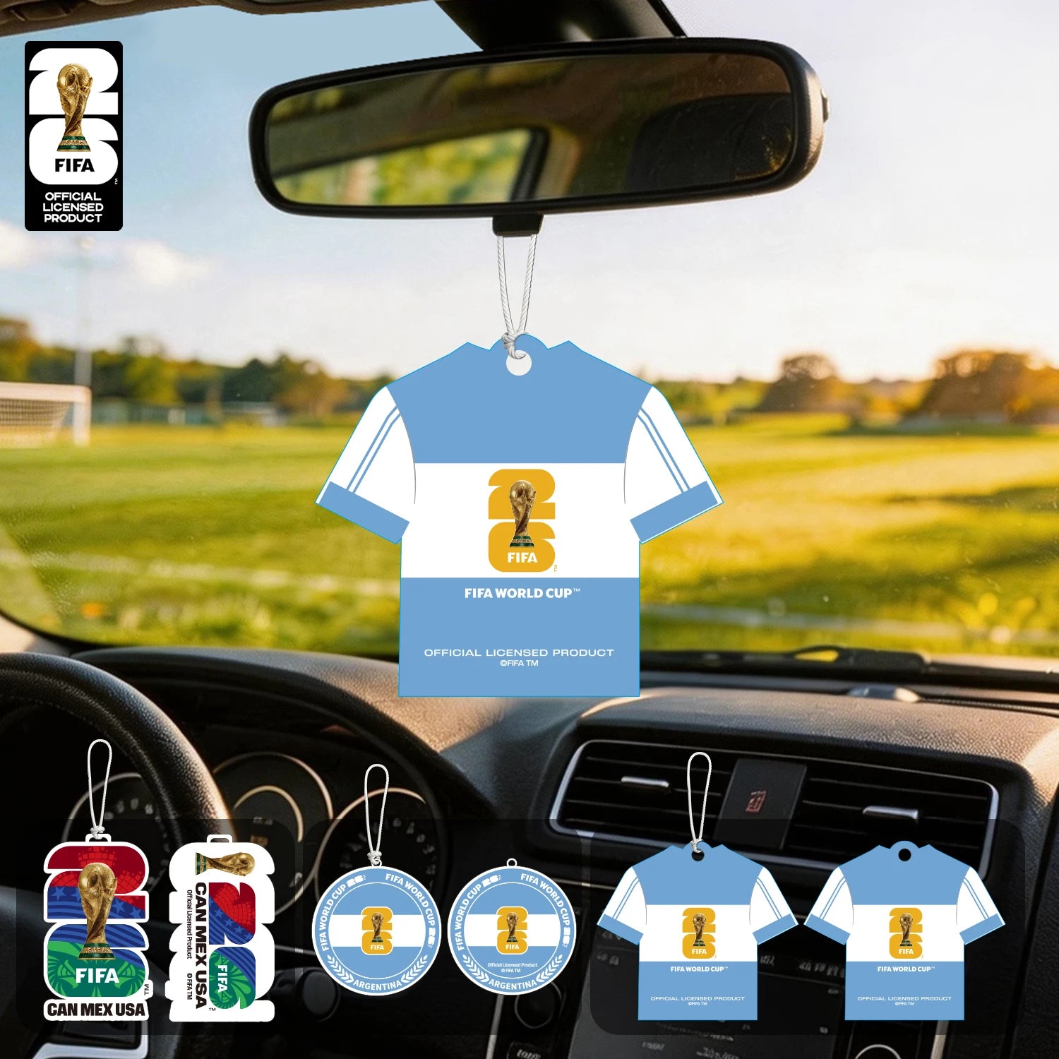 FIFA World Cup 2026 Car Air Freshener – Trophy, Mascot & Host City Designs | Long-Lasting Scent