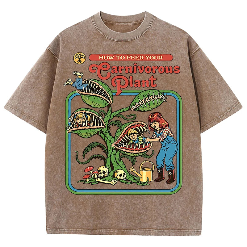 Men's Carnivorous Plant Graphic T-Shirt – Soft Cotton Casual Crewneck Short Sleeve