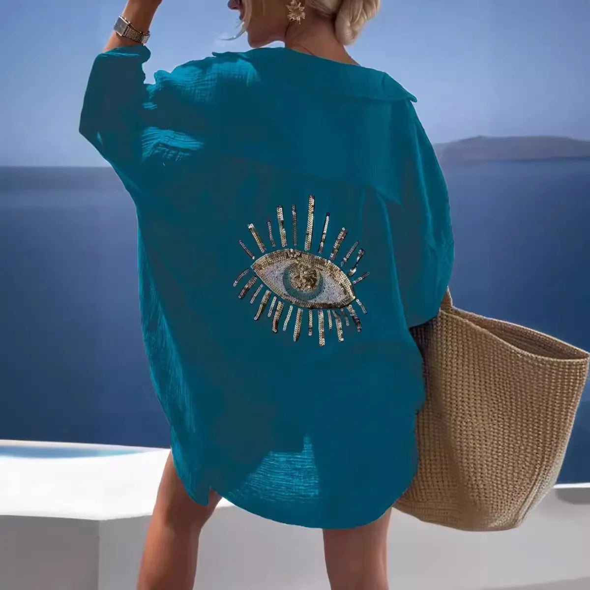 Women's White Bohemian Beach Cover-Up – Kaftan Sarong Swimsuit Tunic