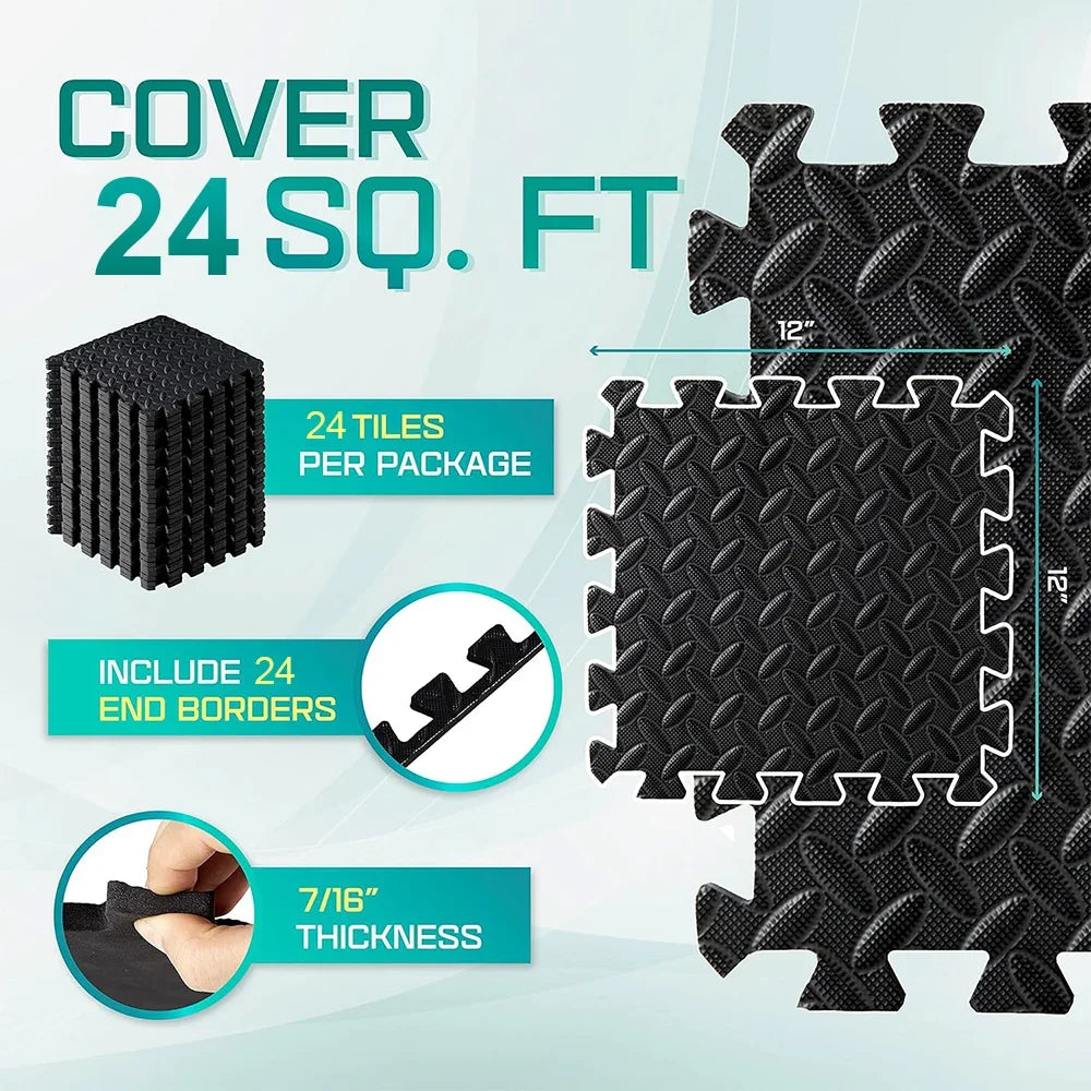 Interlocking Gym Floor Mat | Anti-Slip Rubber Exercise Tiles for Home Workout