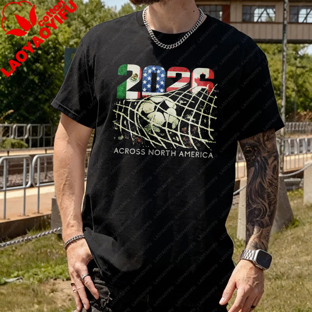 2026 World Cup Soccer T-Shirt | Goal Net Graphic Fan Tee USA, Mexico & Canada