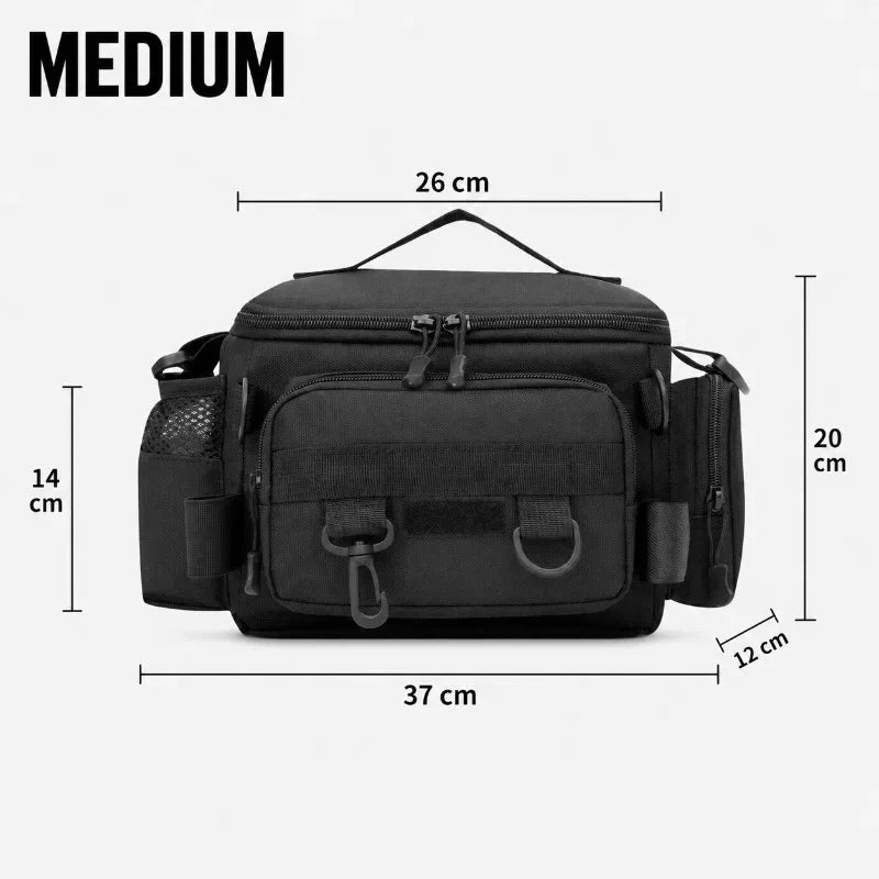 Waterproof Fishing Tackle Shoulder Bag – Large Capacity Crossbody with Rod Holder