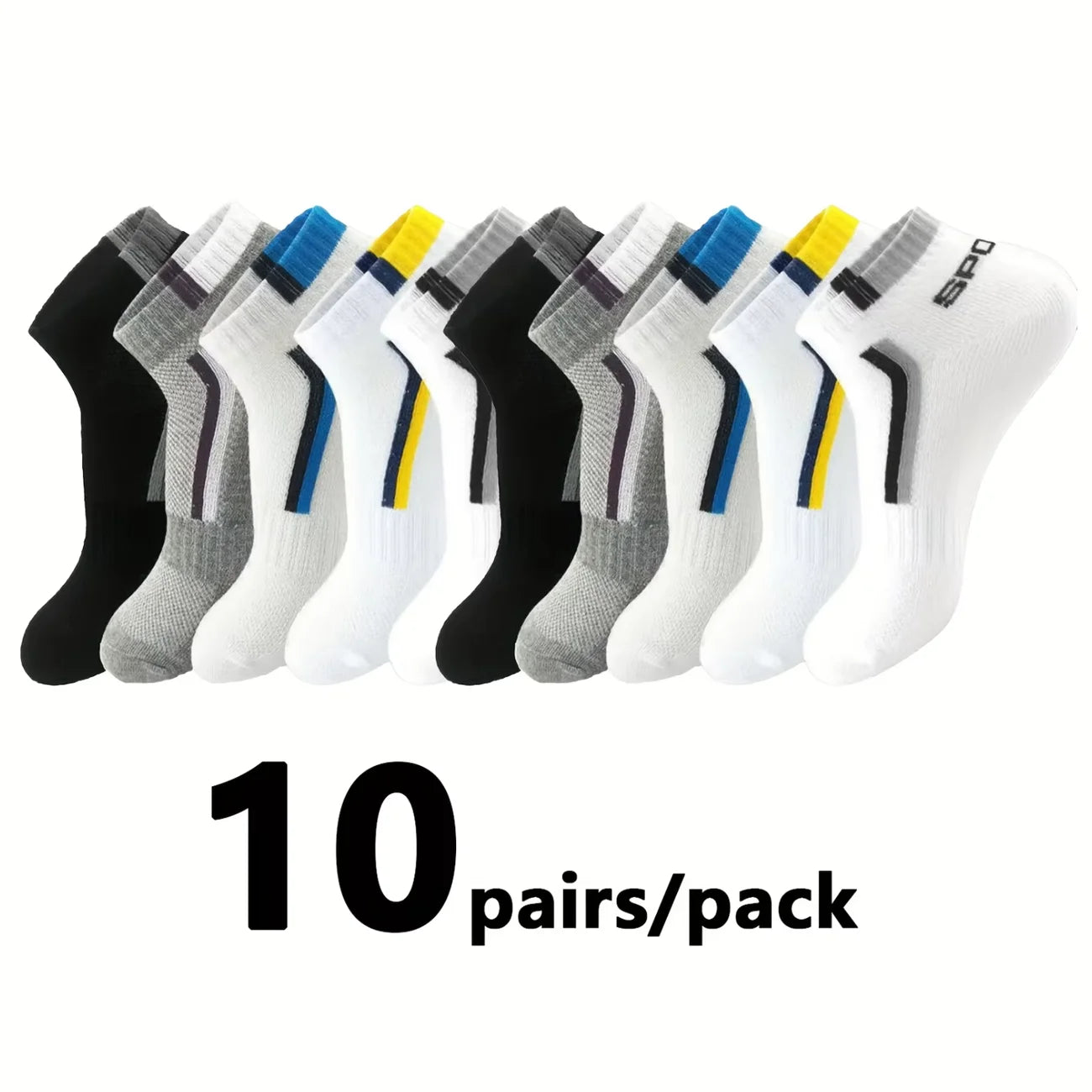 Men's Mesh Ankle Socks – 30-Pack Breathable Color-Block Sport Socks