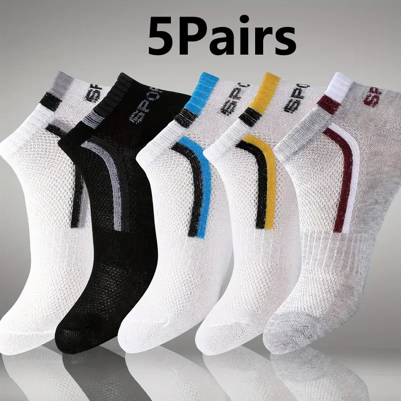 Men's Mesh Ankle Socks – 30-Pack Breathable Color-Block Sport Socks