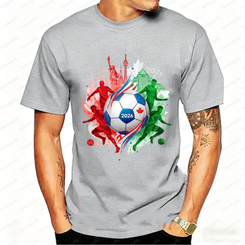 2026 North America Soccer Graphic T-Shirt – Cotton Fan Tee for Men & Women