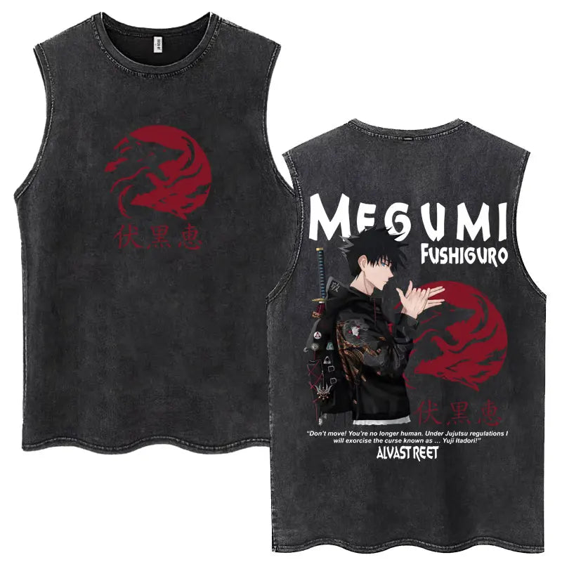 Jujutsu Kaisen Nanami Kento Anime Tank Top | Washed Graphic Sleeveless Tee