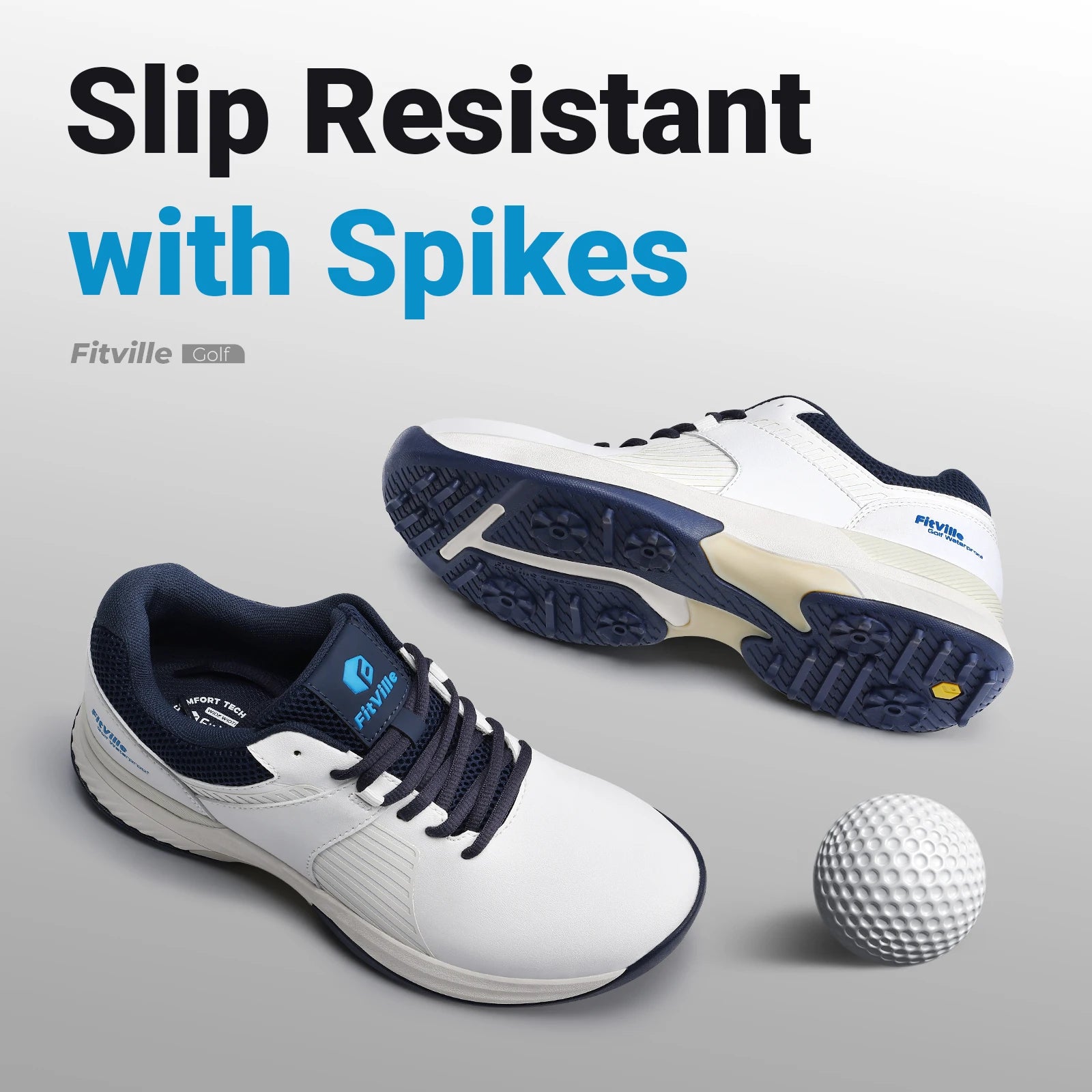 FitVille Men's Wide Golf Shoes – Waterproof, Non-Slip & Extra Wide Fit for Swollen Feet