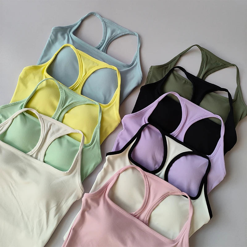 Women's Padded Sports Bra Vest – Shockproof Yoga & Pilates Top