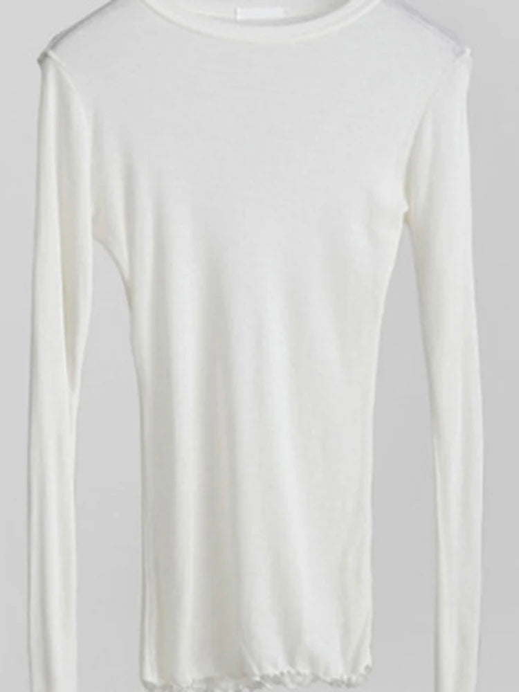 Women's Long Sleeve Sheer Basic T-Shirt | Stretchy Layering Top