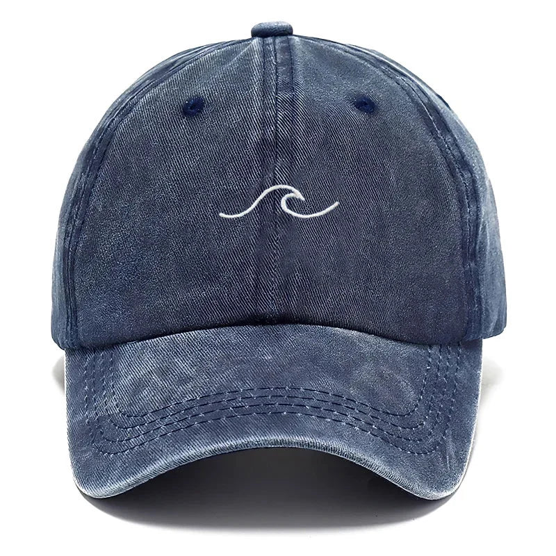 Washed Cotton Dad Cap — Wave Letter Embroidery