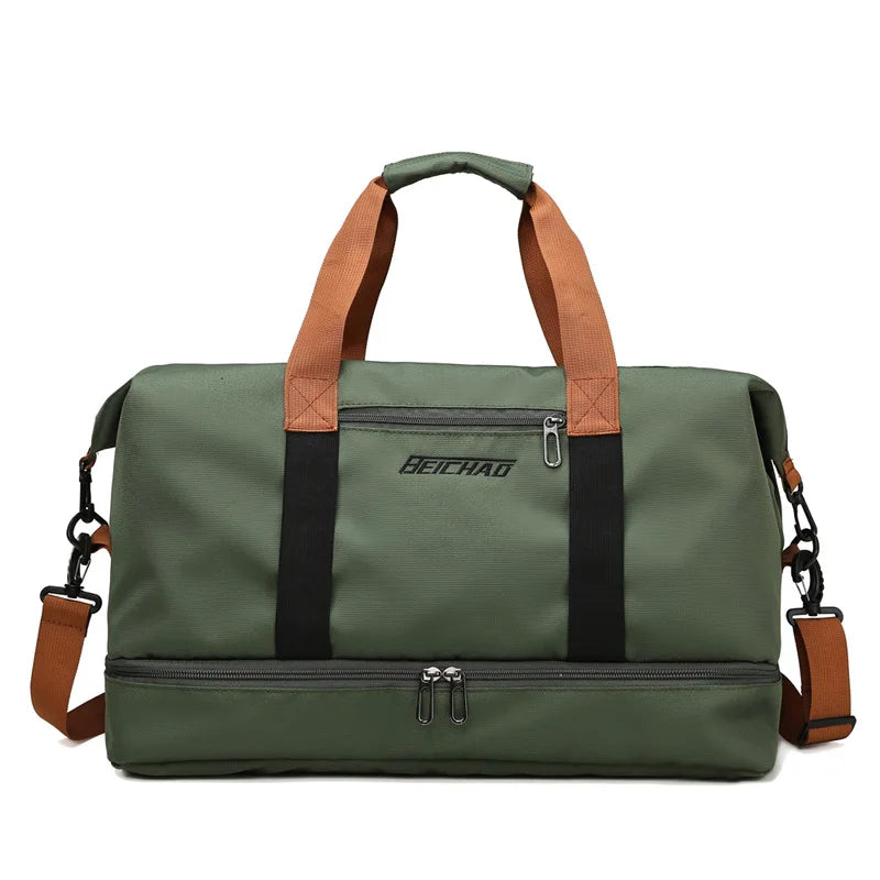 Women's Gym & Travel Duffle Bag – Waterproof Nylon Sports Bag with Shoe Pocket & Wet/Dry Separation