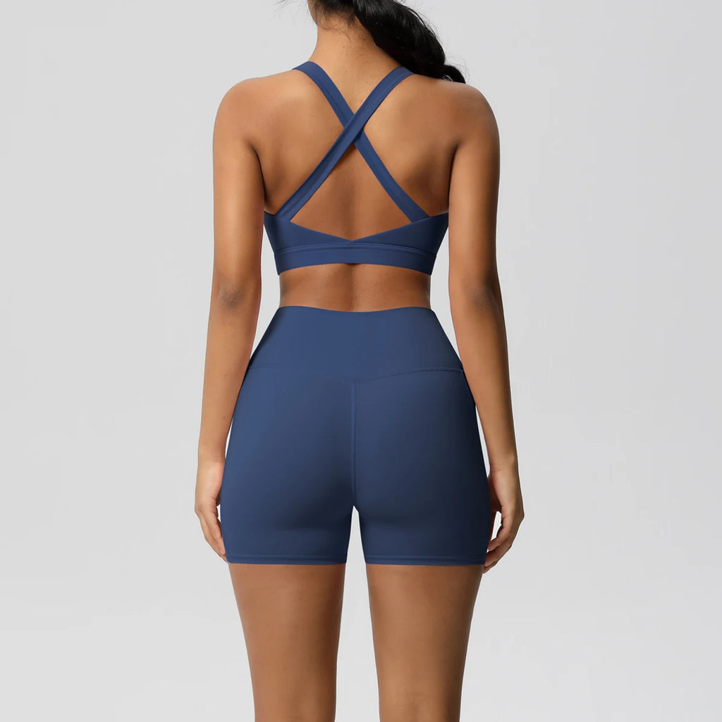 Women's 2-Piece Yoga Set with Pockets | Crossover Bra + High-Stretch Leggings
