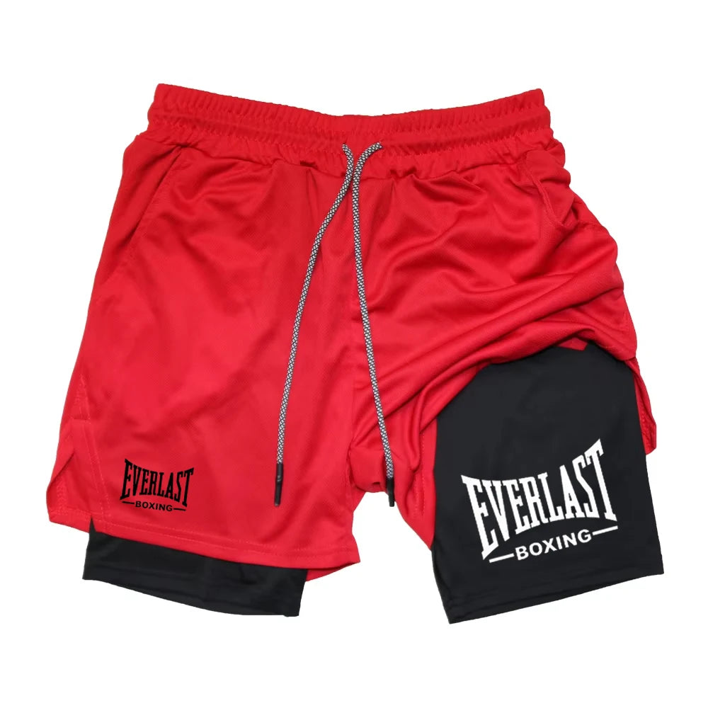Men's Printed Compression Gym Shorts – Double-Layer Quick-Dry Training Shorts