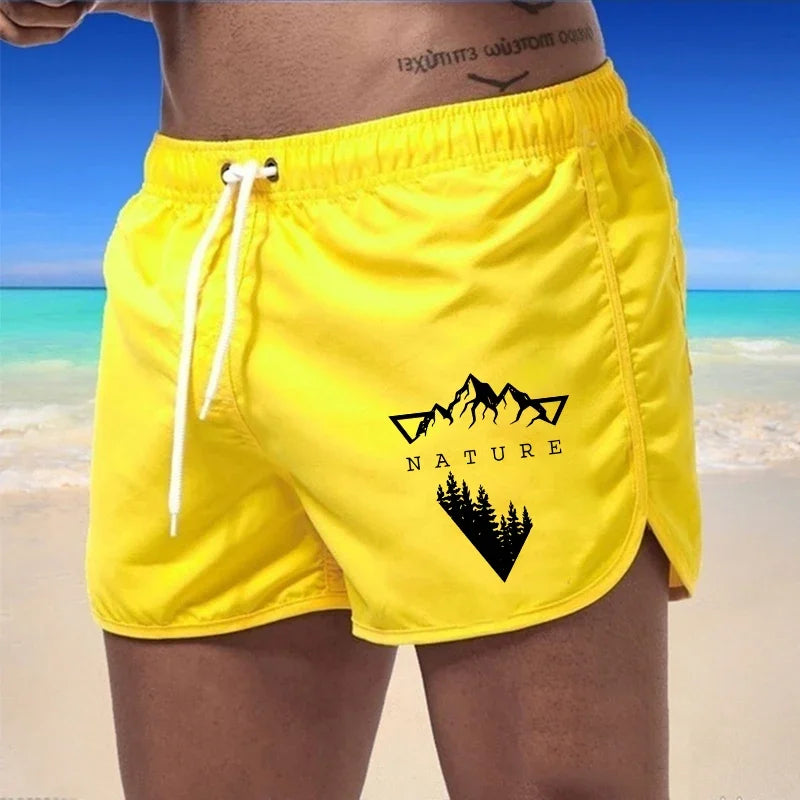 Men's Quick-Dry Swim Trunks – Printed Beach Shorts for Swimming & Surfing (S–XXXL)