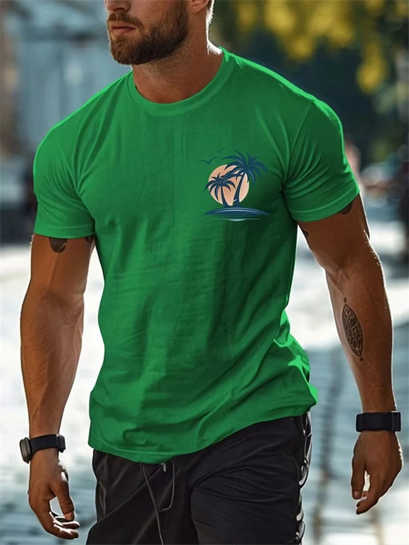 Men's Coconut Tree Graphic T-Shirt – Casual Summer Beach Tee
