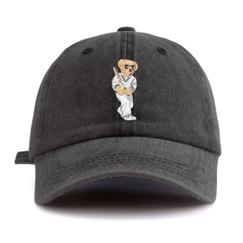 Bear Print Washed Baseball Cap