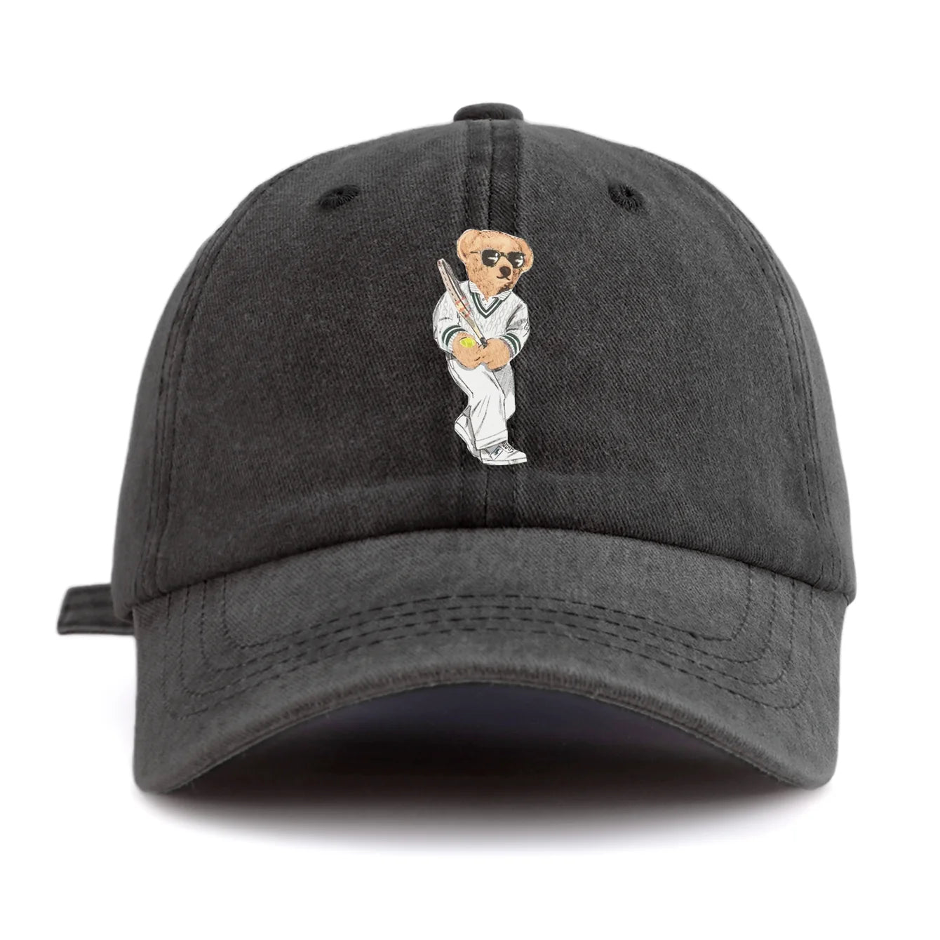 Bear Print Washed Baseball Cap