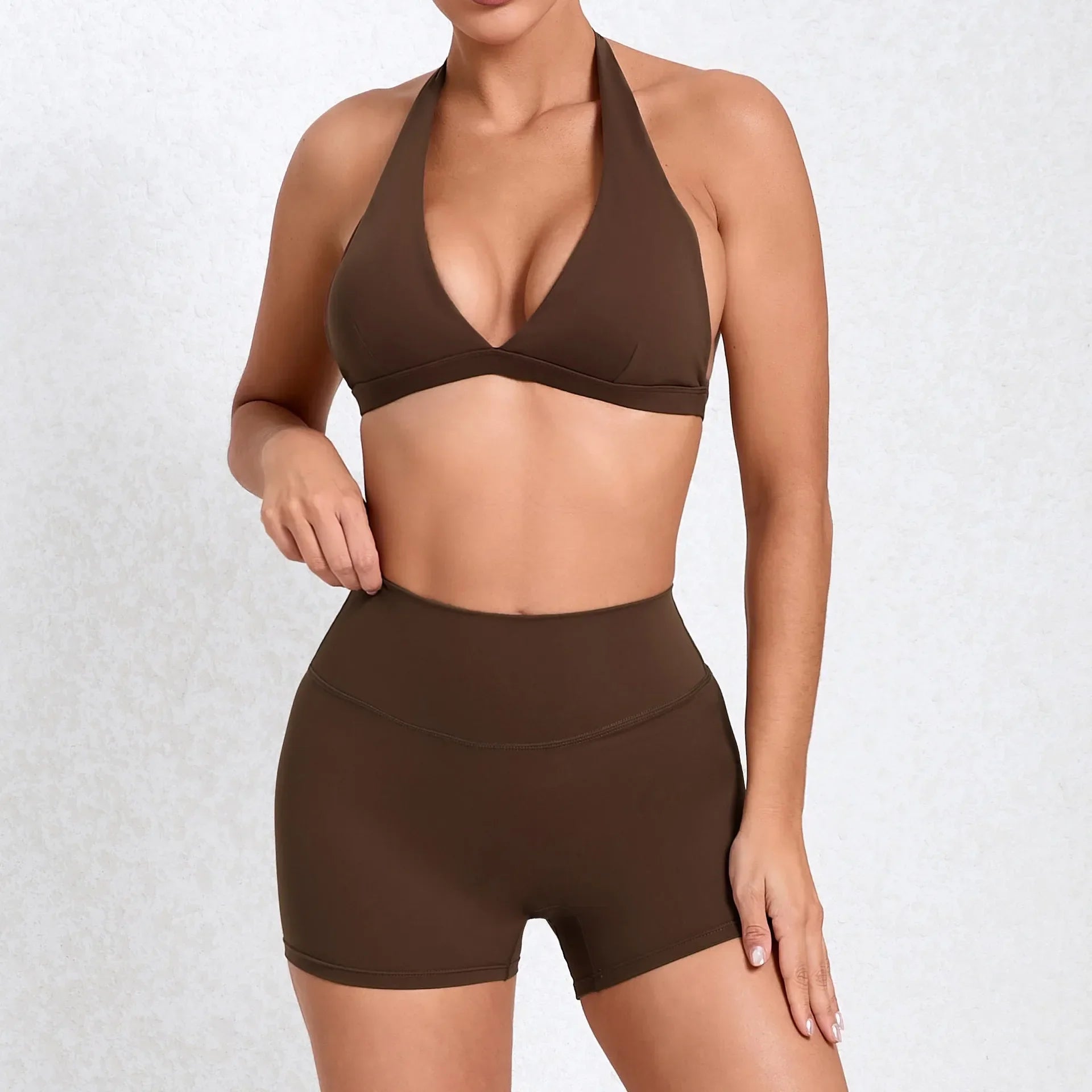 Women's Slim-Fit Crop Top & Shorts Set – Yoga, Gym & Activewear