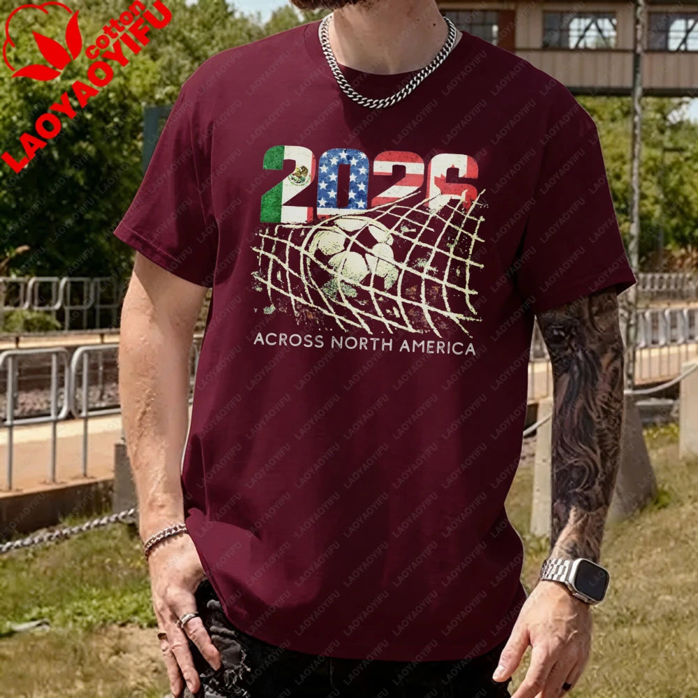 2026 World Cup Soccer T-Shirt | Goal Net Graphic Fan Tee USA, Mexico & Canada