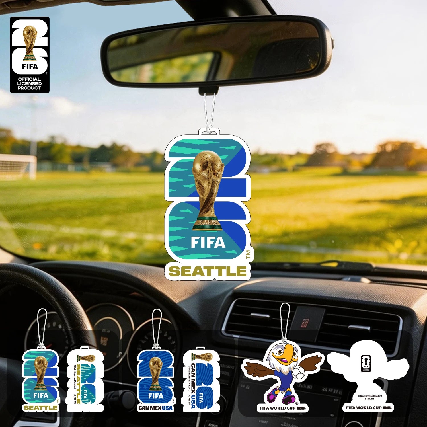 FIFA World Cup 2026 Car Air Freshener – Trophy, Mascot & Host City Designs | Long-Lasting Scent