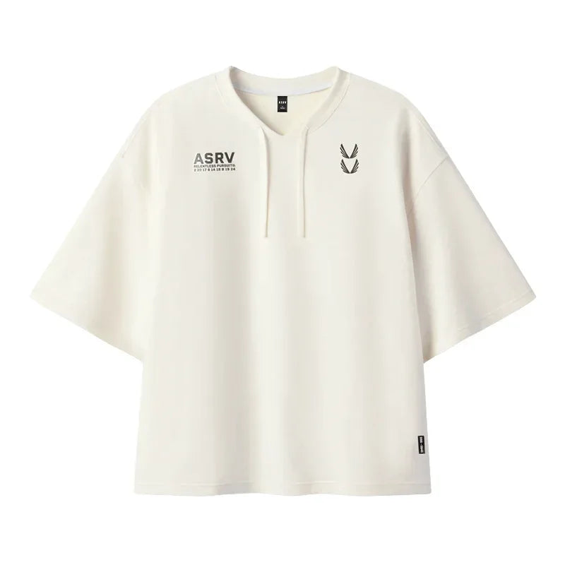 Men's Cotton Loose V-Neck Sport T-Shirt | Gym, Basketball & Running Tee