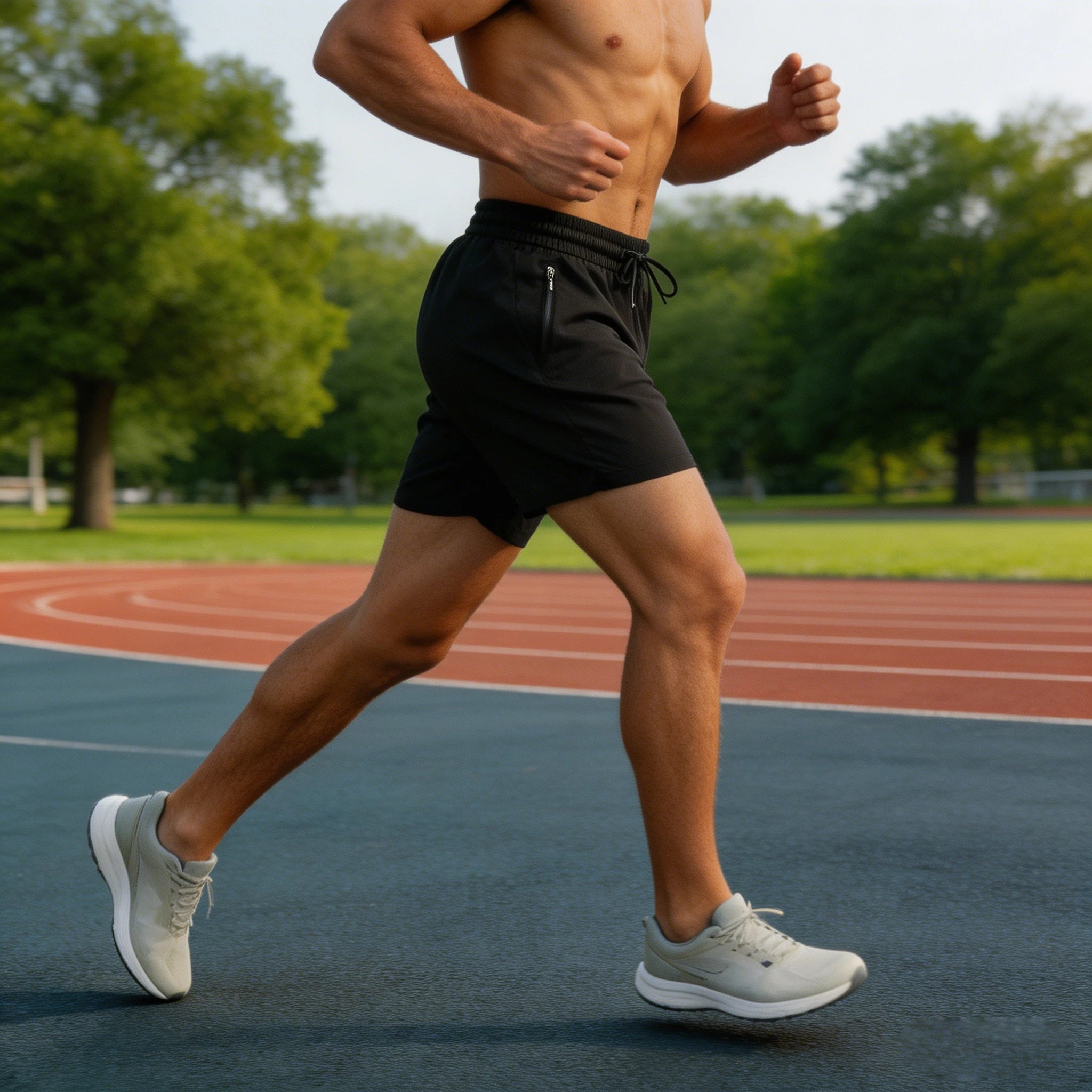 Men's Athletic Running Shorts – Quick Dry, Drawstring & Zip Pockets