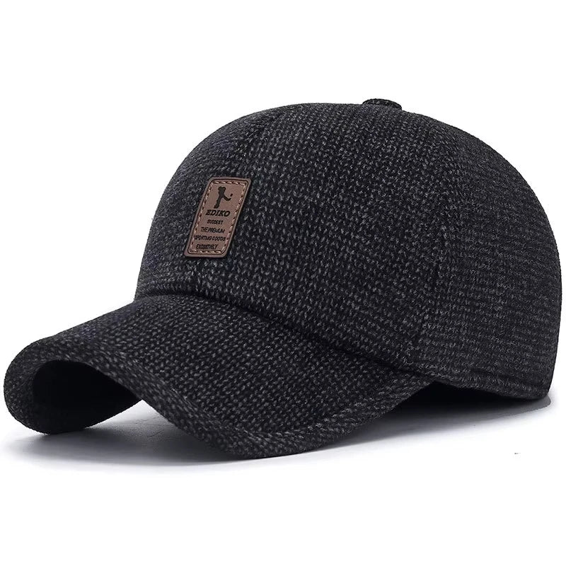 Men's Baseball Cap with Earmuffs – Windproof Warm Adjustable Winter Hat