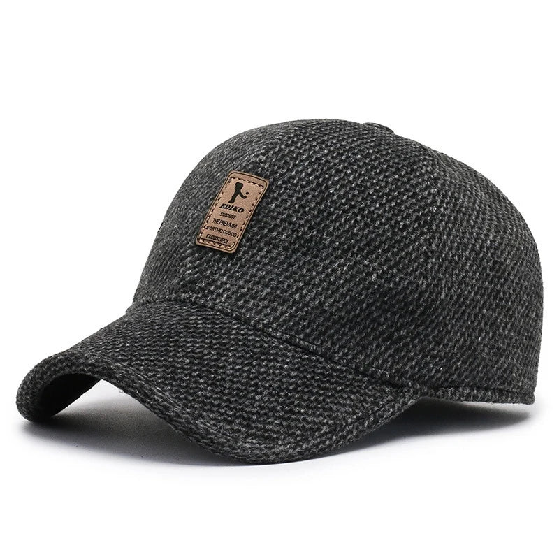 Men's Baseball Cap with Earmuffs – Windproof Warm Adjustable Winter Hat