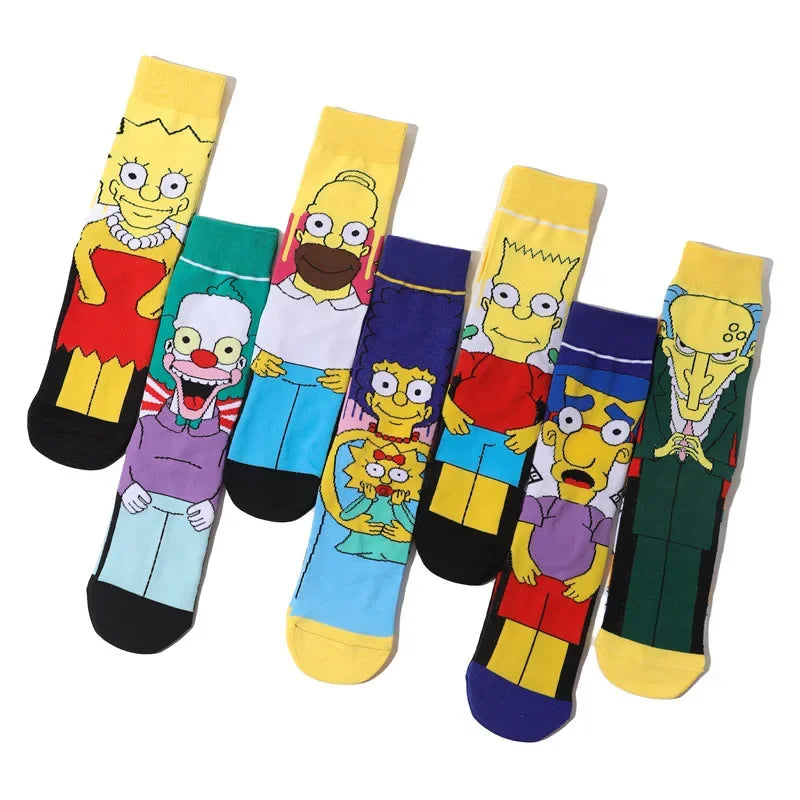 The Simpsons Funny Novelty Socks – Unisex Skateboard Crew Socks