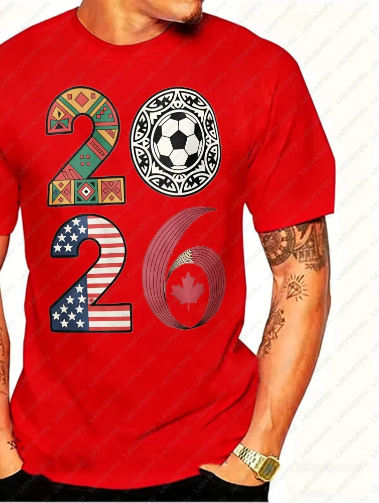 2026 World Cup Soccer Graphic Tee – USA, Canada & Mexico Cotton Shirt