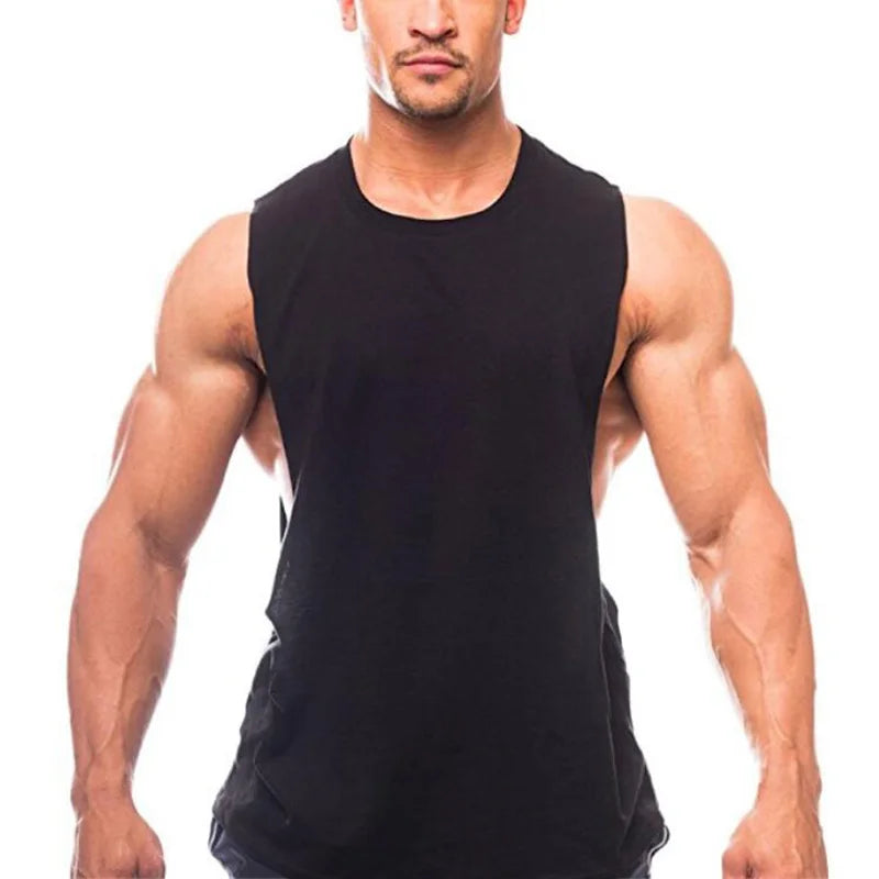 Men's Cut-Off Tank Top – Dropped Armhole Sleeveless Gym Vest