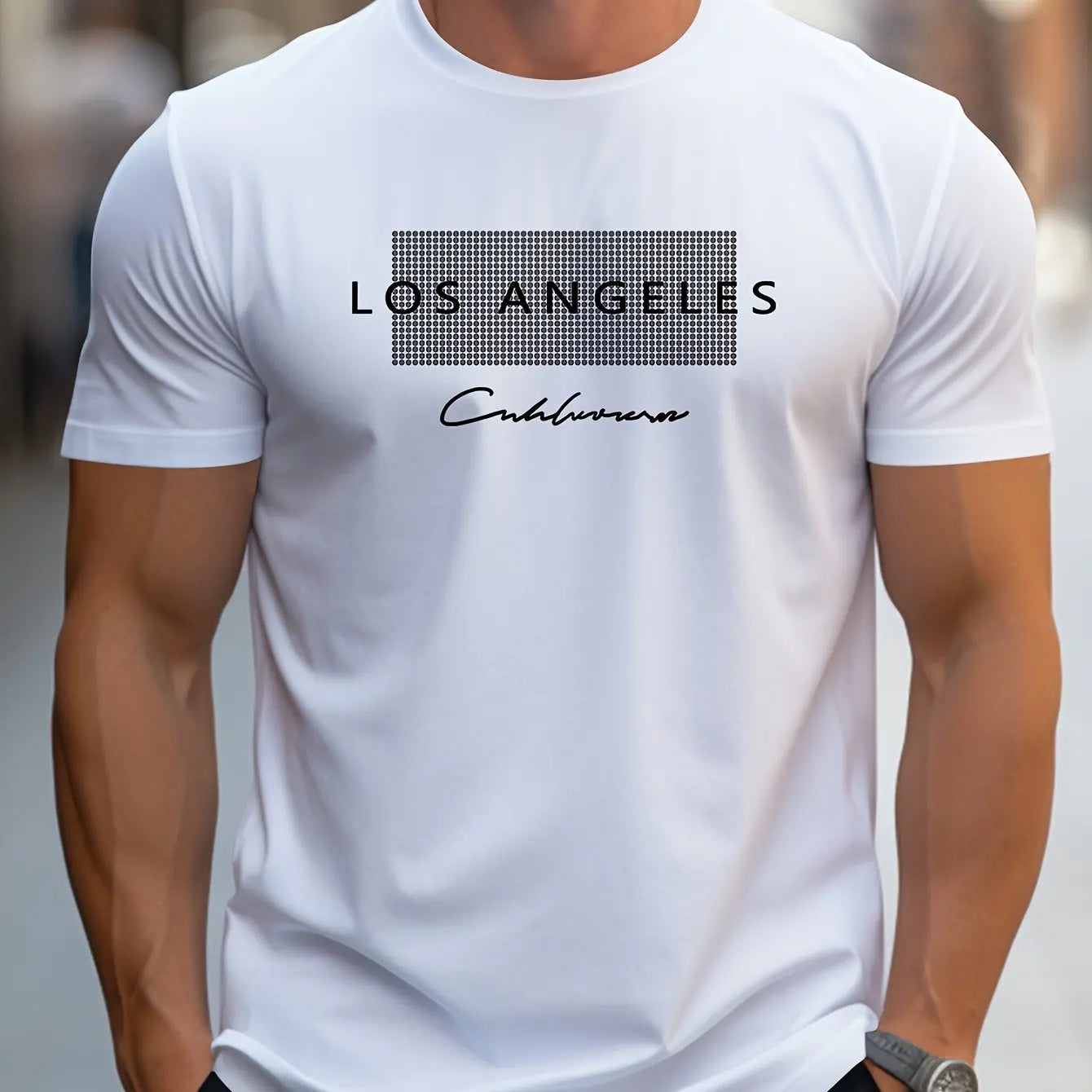 Men's 100% Cotton Los Angeles Graphic T-Shirt – Loose Fit, Breathable, Short Sleeve Casual Tee