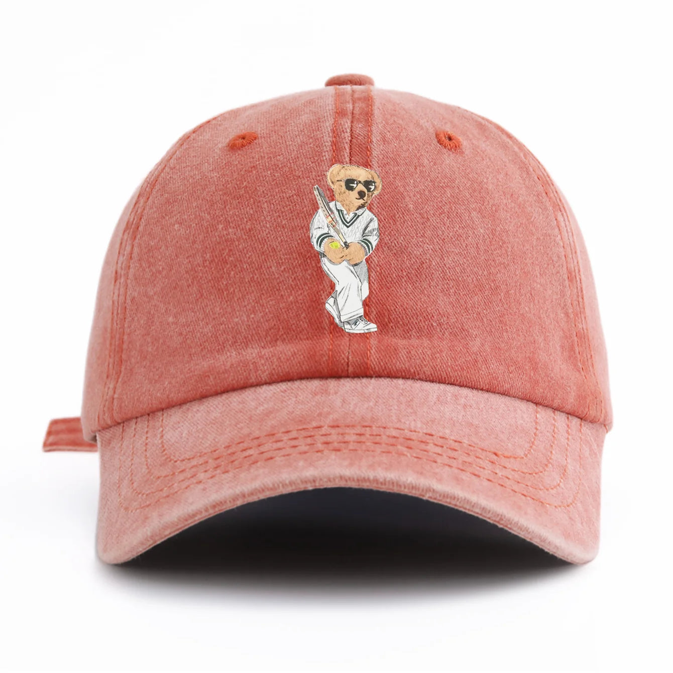 Bear Print Washed Baseball Cap