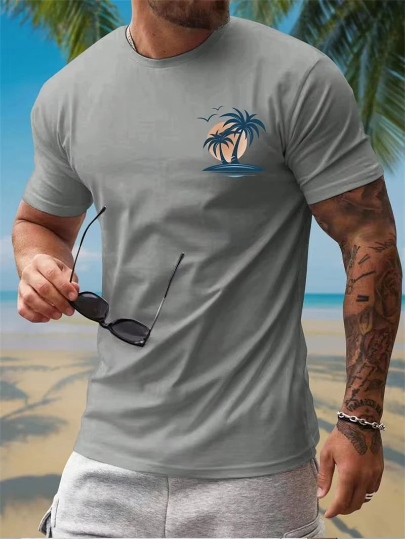 Men's Coconut Tree Graphic T-Shirt – Casual Summer Beach Tee