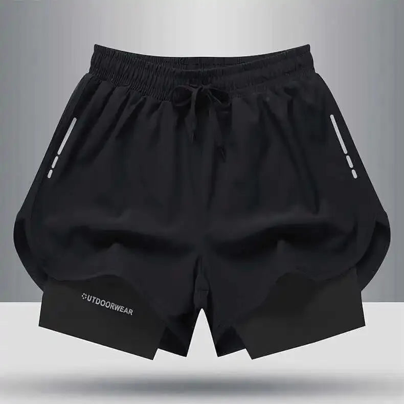 Men's Two-Layer Gym Shorts – Quick-Dry Athletic Training Pants for Fitness & Workouts