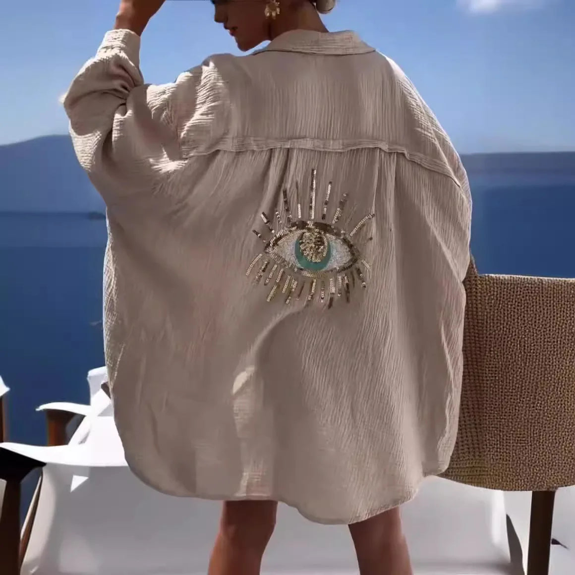 Women's White Bohemian Beach Cover-Up – Kaftan Sarong Swimsuit Tunic