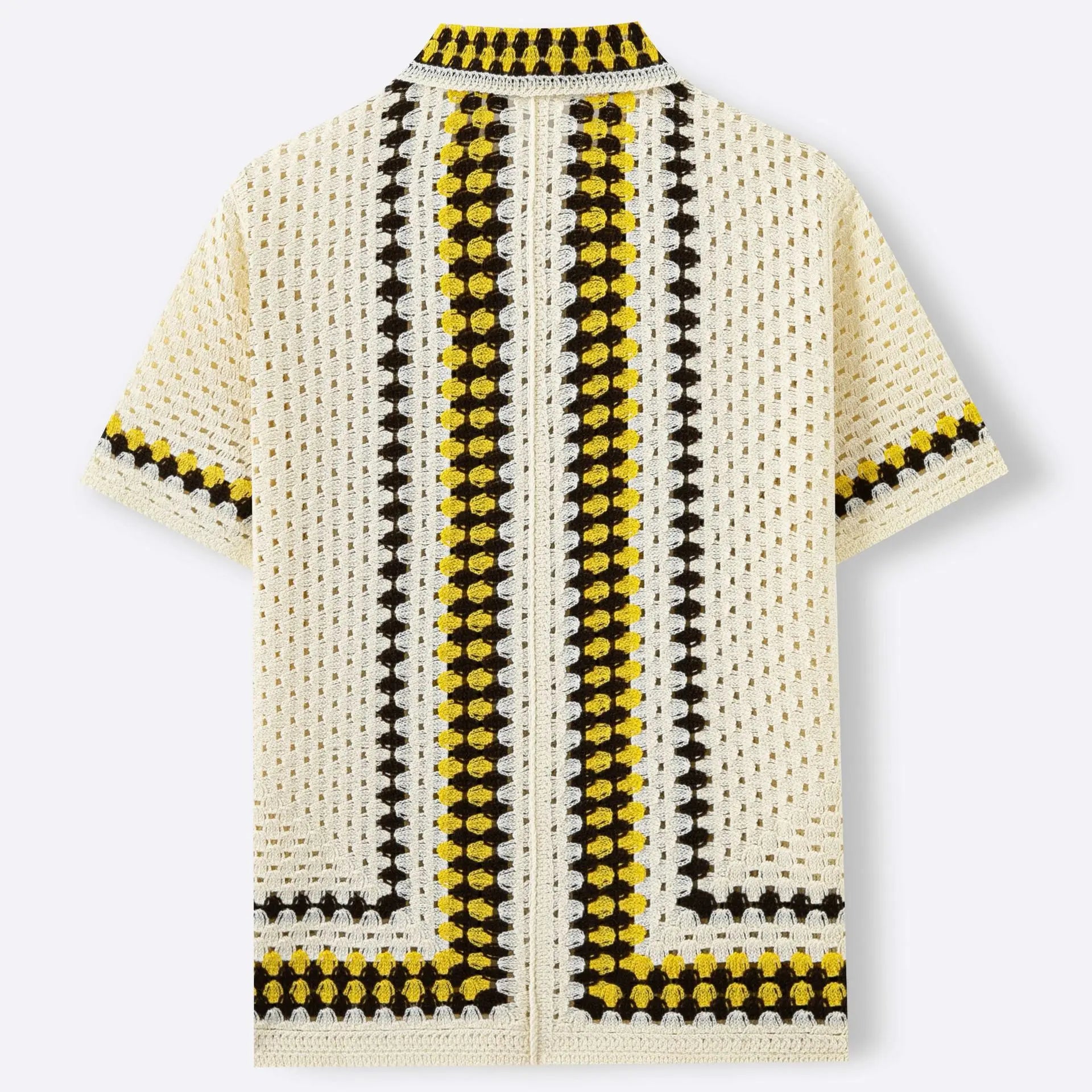 Men's Crochet Hollow Knit Polo Shirt – Summer Casual Vacation Top