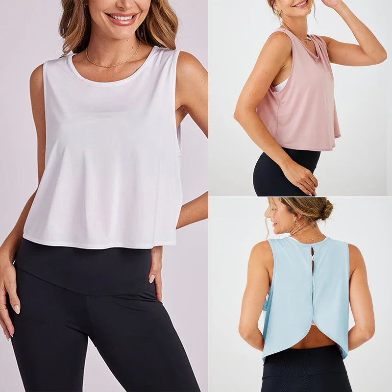Women's Quick-Dry Cutout Back Tank Top – Breathable Sports Vest