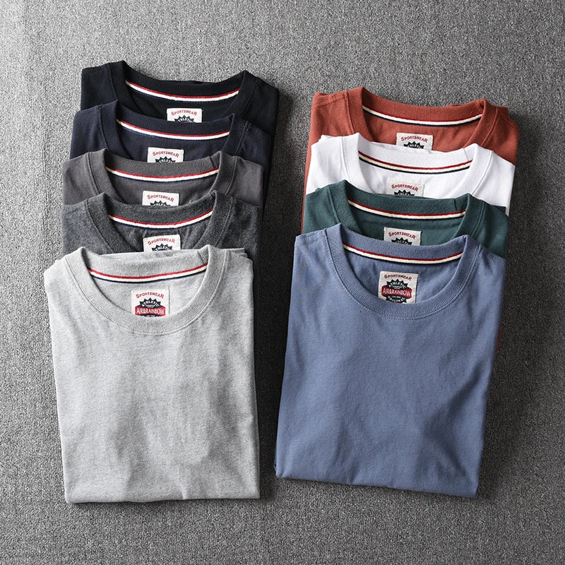 Men's Washed Cotton T-Shirt – American Retro Style, Breathable & Casual