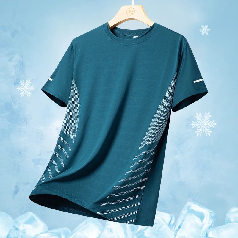 Men's Ice Silk Running T-Shirt – Quick-Dry Breathable Sports Tee (M–5XL)