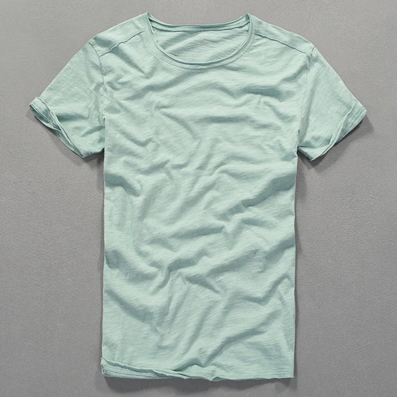 Men's Slub Cotton T-Shirt | Breathable Casual Tee | Summer Harajuku Style
