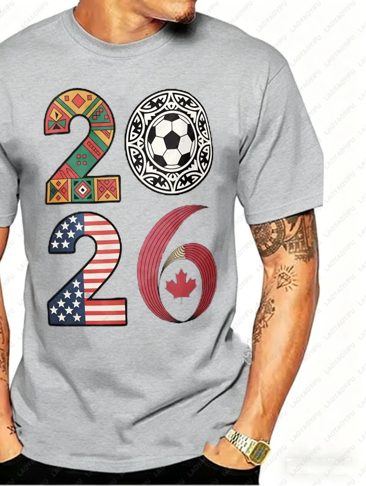 2026 World Cup Soccer Graphic Tee – USA, Canada & Mexico Cotton Shirt