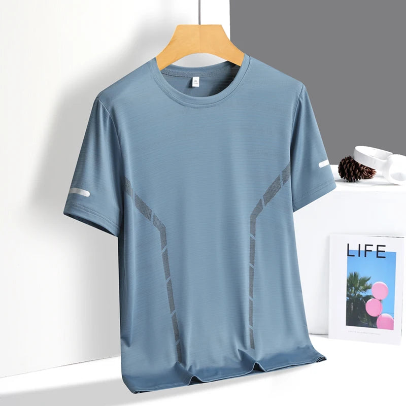 Men's Ice Silk Running T-Shirt – Quick-Dry Breathable Sports Tee (M–5XL)