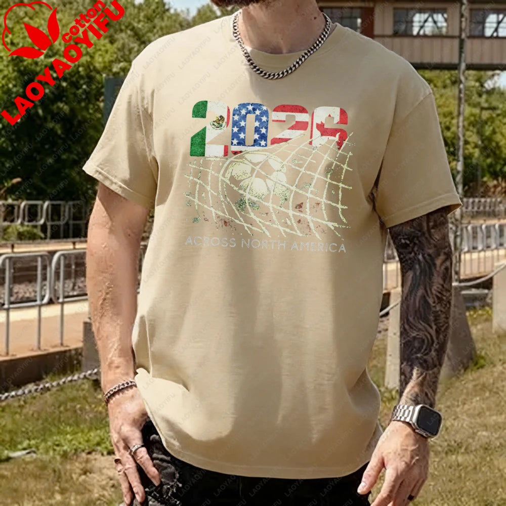 2026 World Cup Soccer T-Shirt | Goal Net Graphic Fan Tee USA, Mexico & Canada