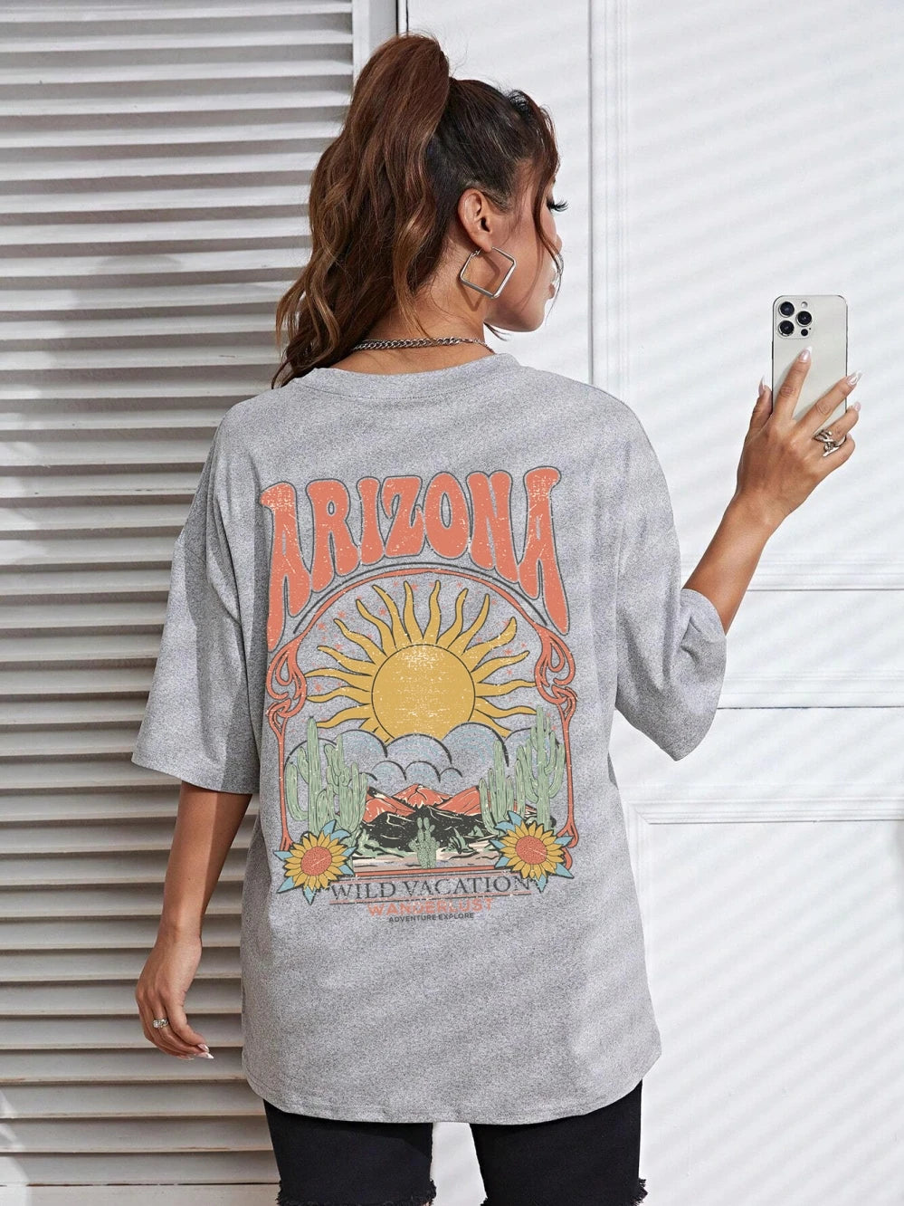 Women's Arizona Scenery Graphic T-Shirt – Harajuku Streetwear, 100% Cotton