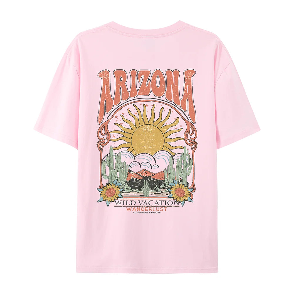 Women's Arizona Scenery Graphic T-Shirt – Harajuku Streetwear, 100% Cotton
