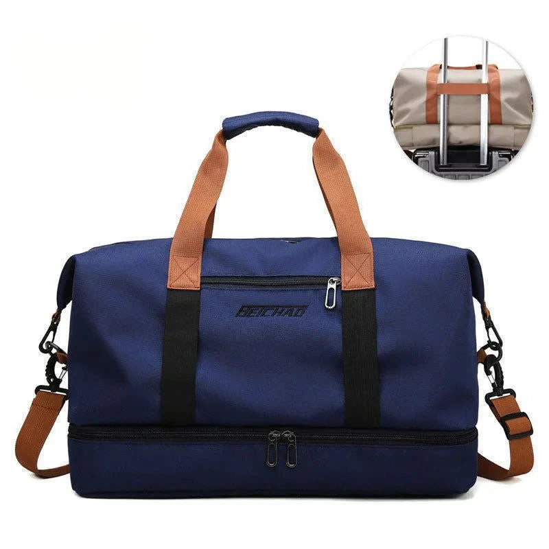 Women's Waterproof Gym & Travel Duffle Bag – Shoe Pocket, Wet/Dry Separation & Trolley Sleeve